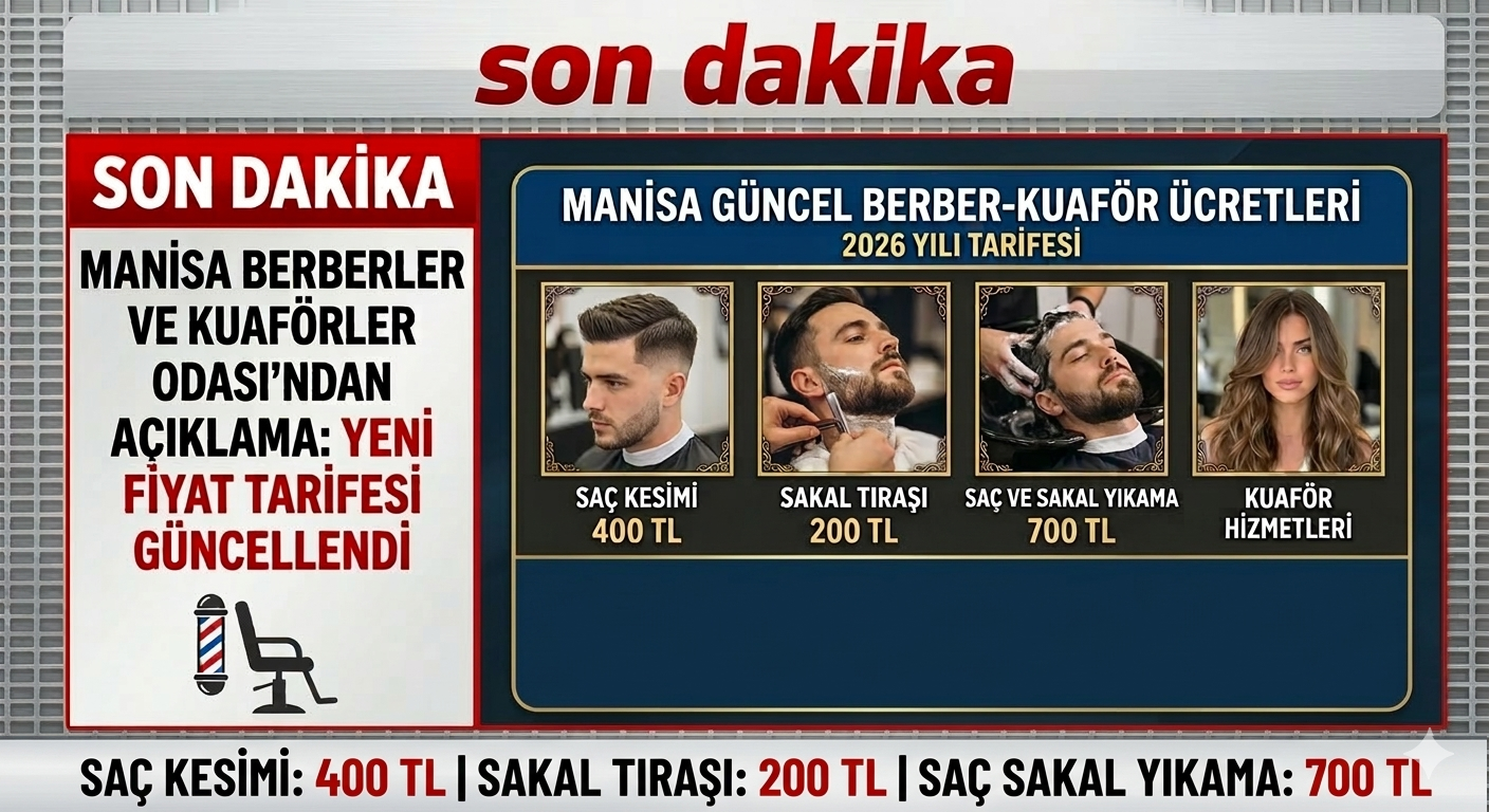 Manisa'da Berber ve Kuaförlerin Fiyat Tarifesi Değişti