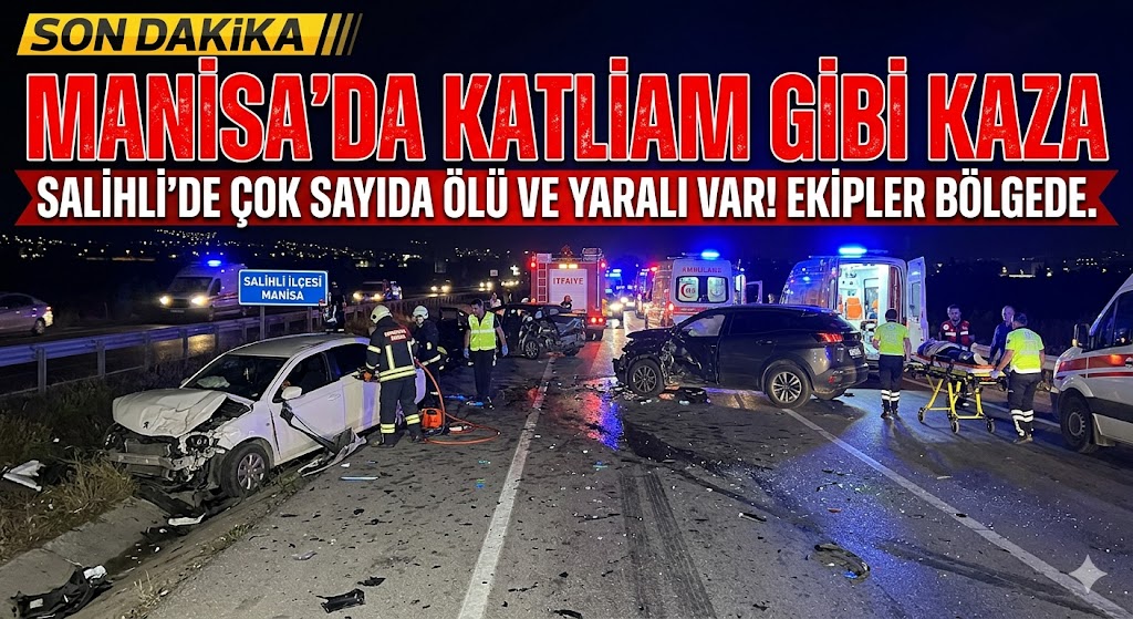 Manisa'da trafik kazası çok sayıda  ölü ve yaralı  var