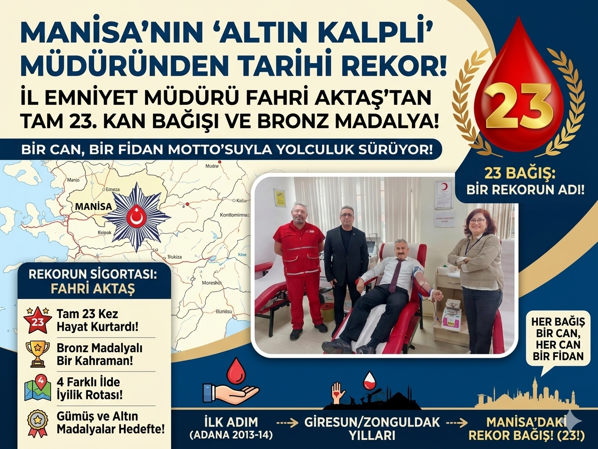 MANİSA EMNİYETİN "ALTIN KALPLİ" MÜDÜRÜNDEN REKOR BAĞIŞ! 