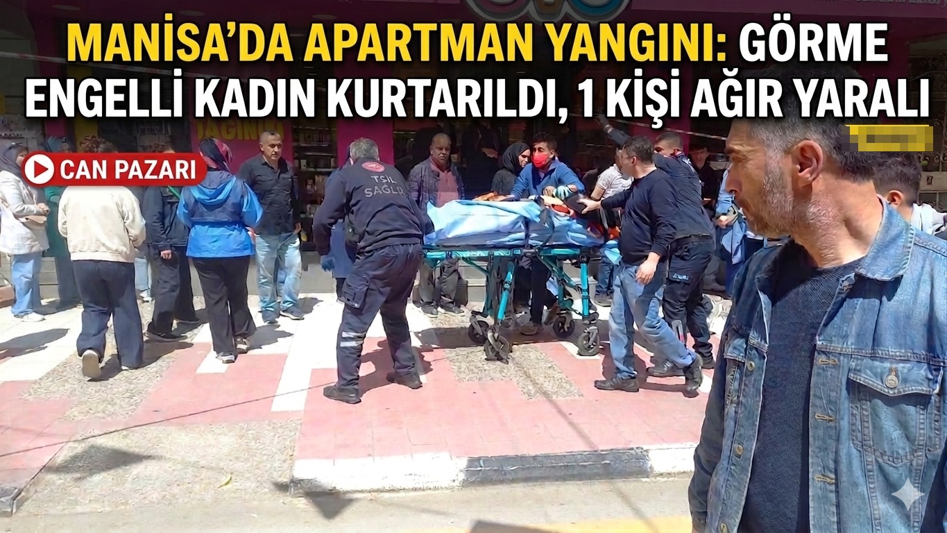 Manisa'da apartman yanıgınında görme engelli kadın kurtarıldı 1 kişi ağır yaralı