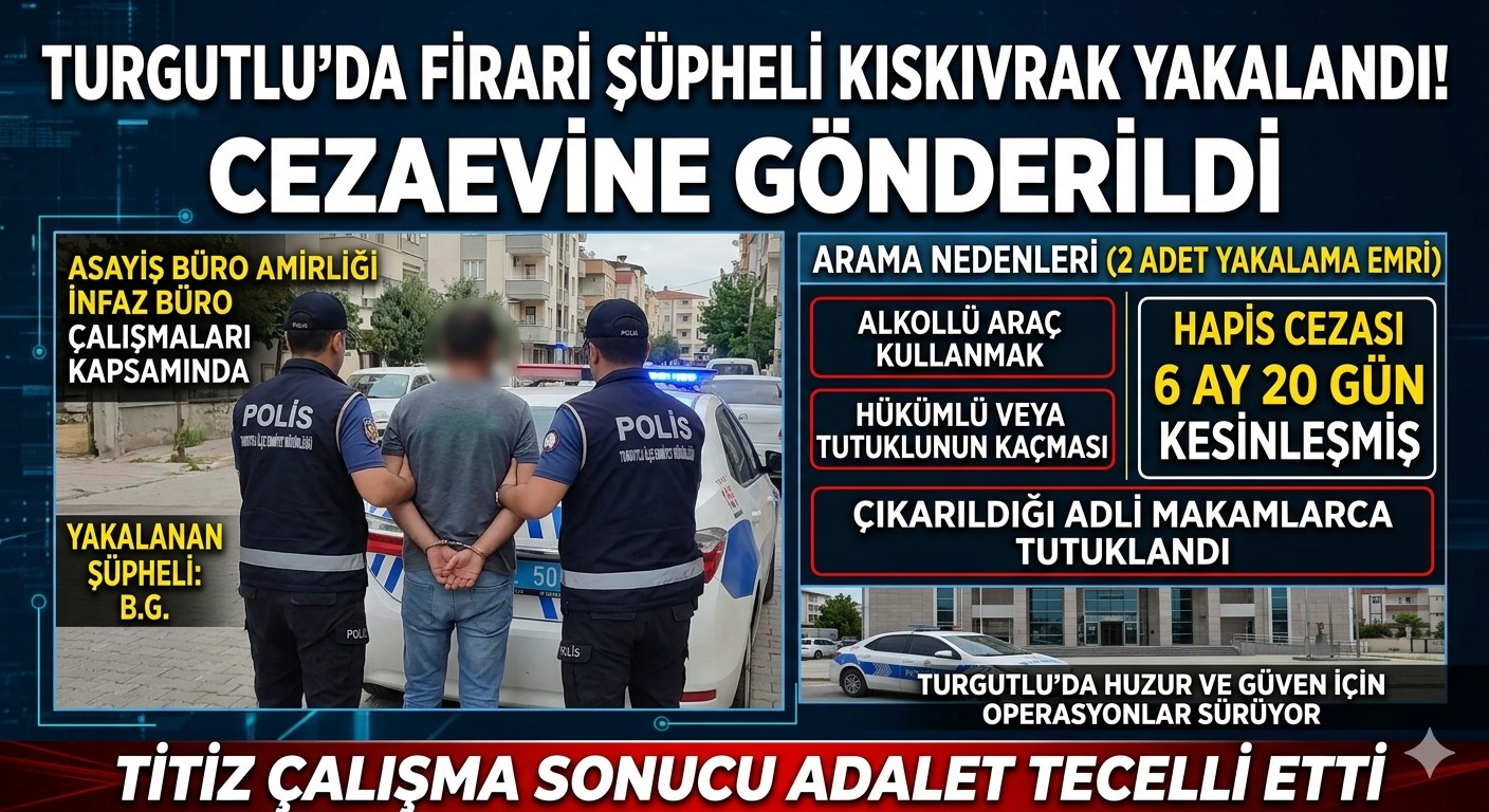 Turgutlu'da Firari Şüpheli Kıskıvrak Yakalandı: Cezaevine Gönderildi