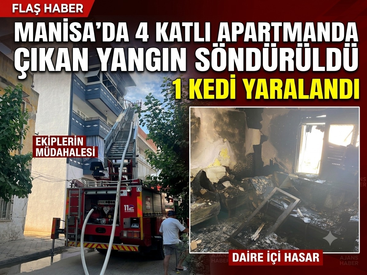 Manisa'da 4 katlı apartmanda çıkan yangın söndürüldü